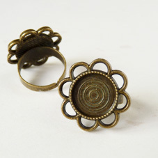 Base de anillo redondo Flor 14mm, bronce